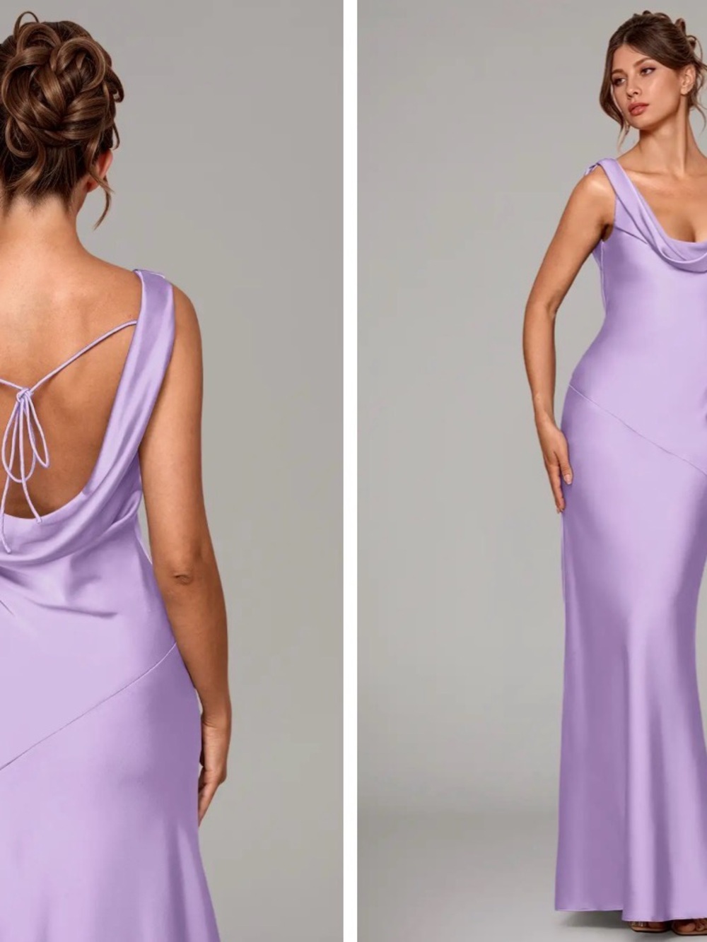 Azazie Lilac Cowl-Back Prom Gown